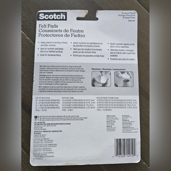 Scotch Round Felt Pads SP857-NA Multi Pack Brown 78 Pads New In Package - Picture 2 of 2